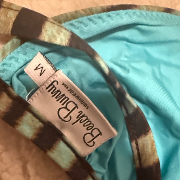 Beach Bunny Turquoise and Brown Zebra Bikini Top - Picture 3 of 4